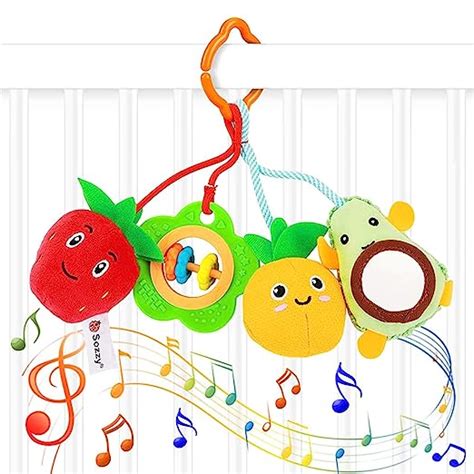 SNOWIE SOFT® Baby Soft Hanging Rattle Crinkle Squeaky Toy Car Seat ...