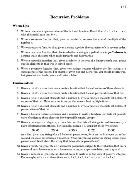 Recursion Question List 的图像结果