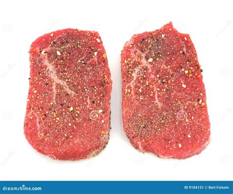 Seasoned Angus Beef Eye Round Steak Stock Image - Image of beef ...