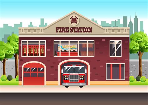 Beleco 7x5ft Fabric Cartoon City Fire Station Backdrop Firefighter ...