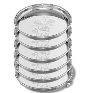 Buy Stainless Steel Breakfast Plates Set of 6 Quarter Plates Flower ...