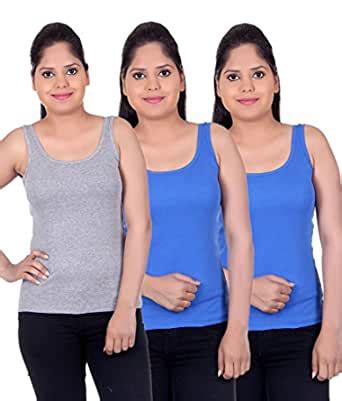 White Moon Vests & Camisoles - Pack of 3 Multicolour : Amazon.in: Fashion