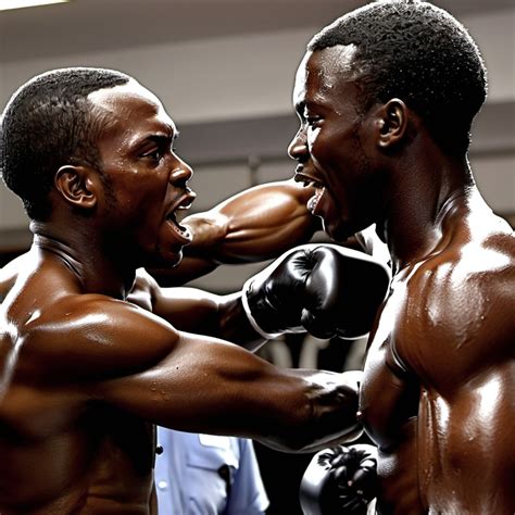 2 black men oiled up fighting each other