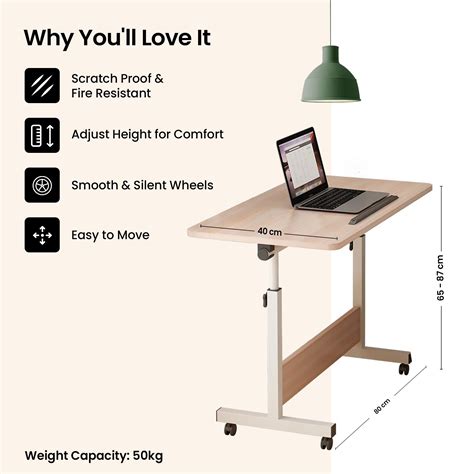 SAVYA HOME Multipurpose Manual Height Adjustable, Movable Desk with ...