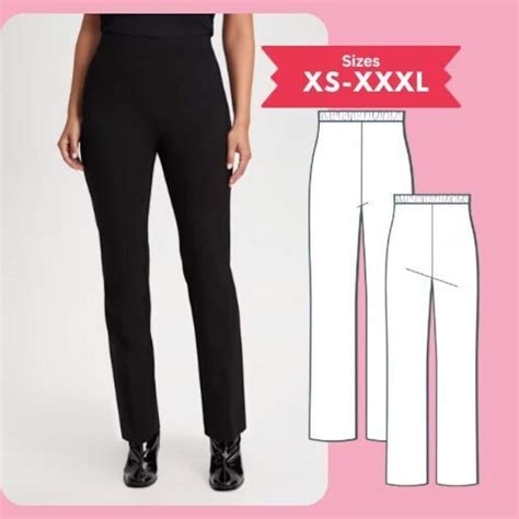 Straight Leg Pants Pdf Sewing Pattern Women Size XS-XXXL Elastic Waist ...