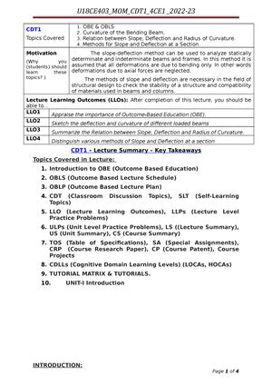 2022-23 Mo M CDT2 - Differential equation of the Deflection curve of ...