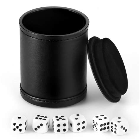 Buy Felt Lined Dice Cup PU Leather Set, Quiet Shaker for Dice Board ...