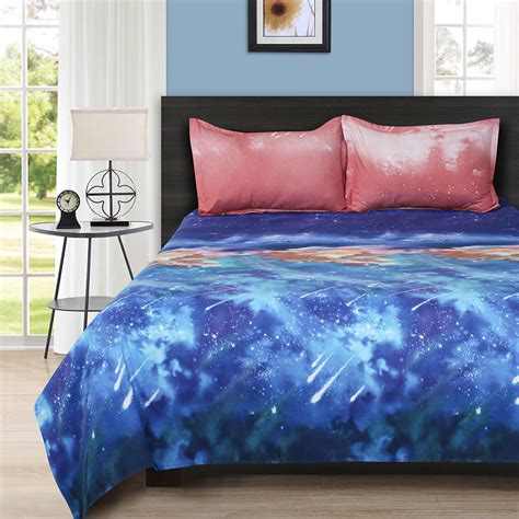 CARLTON DOUBLE BED BEDSHEET - MIDNIGHT BLUE AND PINK – Signature Home ...