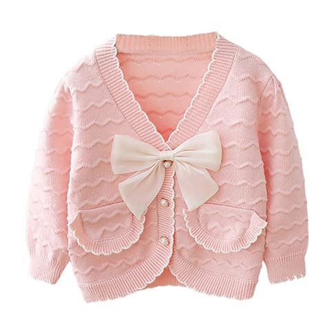 Little Surprise Box Pink Ruffled Cardigan with Big White Bow Winter ...