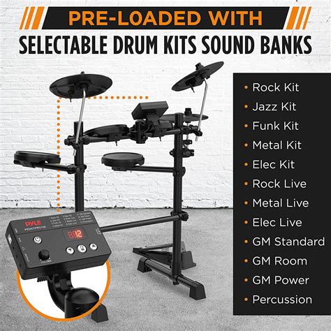 Pyle 8-Piece Electric Drum Set with MIDI Support Professional ...