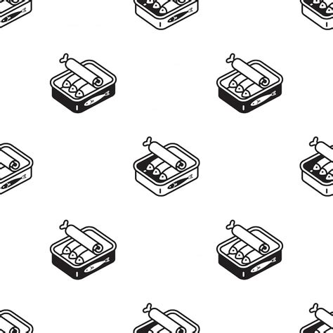 Fish can seamless pattern cat food tuna kitten cartoon | Premium Vector