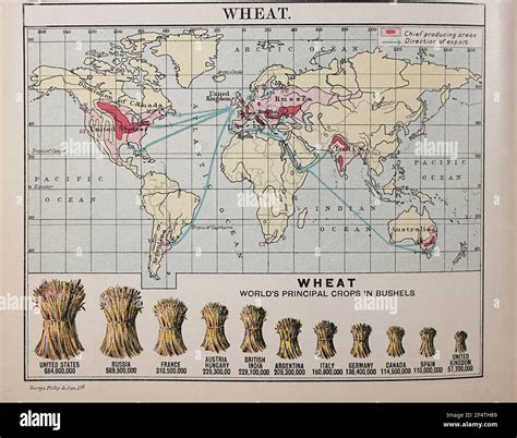 World map from 'Philips' Chamber of Commerce Atlas', 1912, showing ...