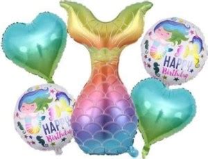 Flipkart.com | DEVDHI FUN PARTYZ Solid Mermaid Tail 5 Pc Foil Balloons ...