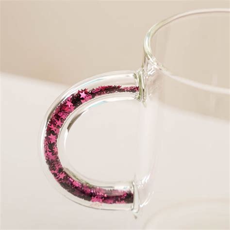 Set Of 2 Pink Sparkle Glass Coffee Mugs 425ml Online - Premium Coffee ...
