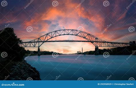 Sagamore Bridge and Cape Cod Canal in New England at Sunrise Stock ...