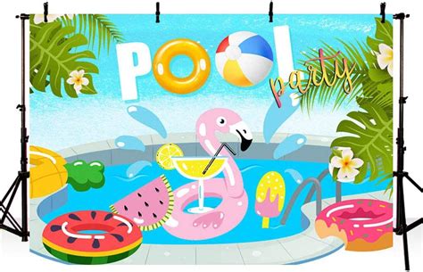 Buy MEHOFOTO Summer Pool Party Backdrop Flamingo Ice Cream Donut ...