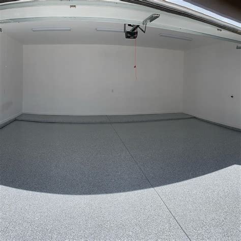 Salt and pepper epoxy-chip garage coating - Flagship Flooring