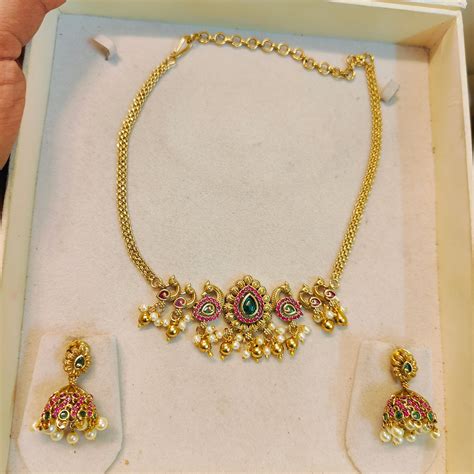 Cz stone gold plated choker set premium quality – Kankanam - South ...