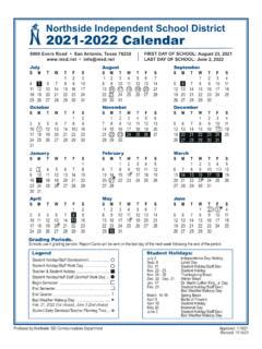 Northside Independent School District 2021-2022 Calendar / northside ...