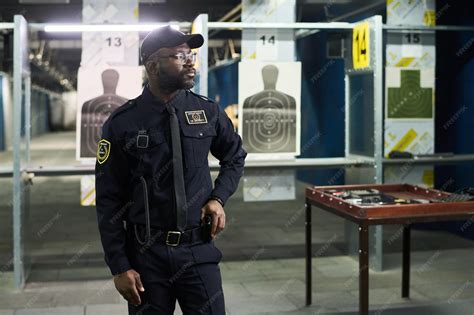 Security guard patrolling shooting range facility | Premium Photo