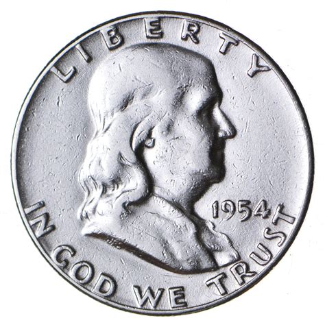 Higher Grade - 1954 - RARE Franklin Half Dollar 90% SIlver Coin ...
