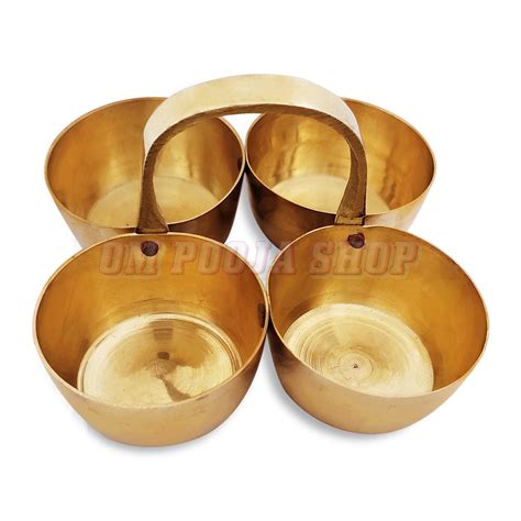 Buy Brass Haldi Kumkum Containers with Four Cup online