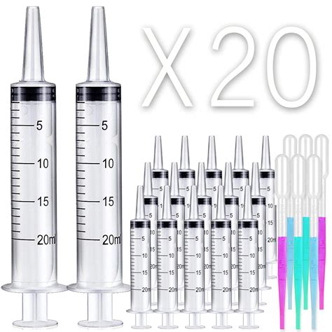 Snapklik.com : 20Pack 20ml Syringe For Liquid - Syringes Without Needle ...
