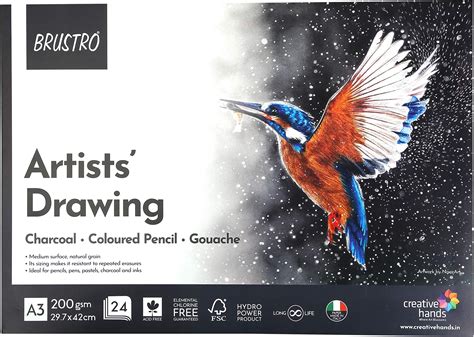 BRUSTRO Artist Drawing Glued Pad | 200 GSM, A3, 24 Sheets | Natural ...