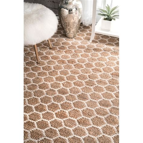 nuLOOM 8 x 10 Jute Natural Indoor Geometric Area Rug at Lowes.com
