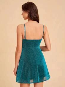 SHEIN Belle Zipper Back Glitter Cami Dress | SHEIN USA