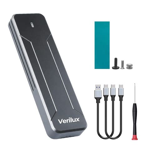 Verilux® M.2 NVME SATA SSD Enclosure, Dual Protocol Aluminum Alloy SSD ...