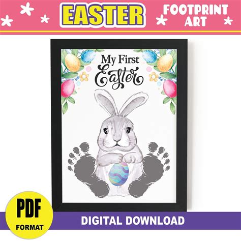 My First Easter Footprint Handprint Art | PRINTABLE First Easter Bunny ...
