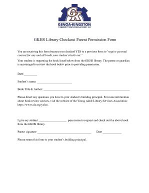 Fillable Online Gkhs Library Checkout Parent Permission Form Fax Email ...