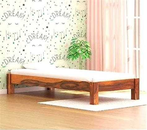 Furnire Carp Sheesham Wood Single Bed Without Storage for Bedroom Home ...