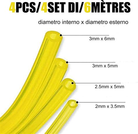 Lot de 4-1.5 mètres Tuyau Durite d'essence (diamètre 3 x 6mm, 3 x 5mm ...