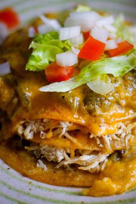 Green Enchiladas New Mexico Green Chile Stacked Chicken Enchilada
