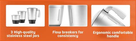 Buy Orient Electric 500W mixer grinder | Blaze MGBL50TG3 with 3 SS jars ...