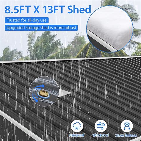 Buy HOGYME 8.5 x 13 FT Large Outdoor Storage Shed, Tall Metal Garden ...