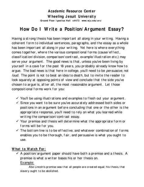 Image result for Position Argument Essay Example
