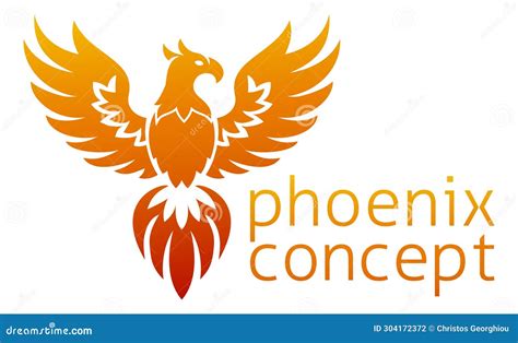 Phoenix Fire Bird Rising Wings Spread Eagle Stock Illustration ...