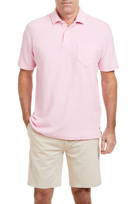 Castaway Mens Terry Cloth Polo Shirt Pink – Castaway Nantucket Island