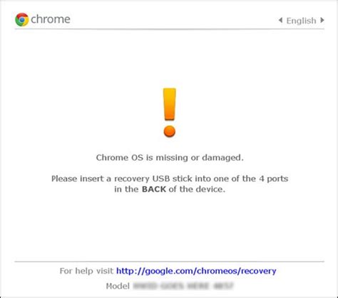 Scherm Chrome OS ontbreekt of is beschadigd