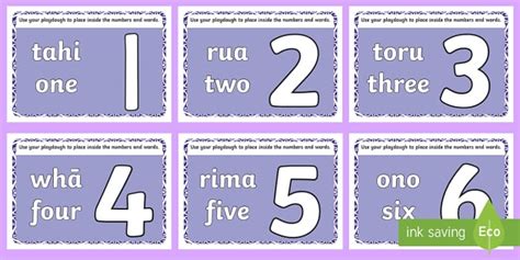 Māori Number Modelling Dough Mats (teacher made) - Twinkl