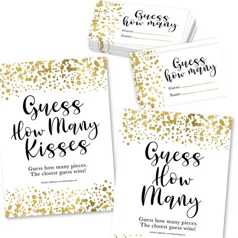 Buy 25 Guess How Many Bridal Shower Games for Guests - Gold Baby Shower ...