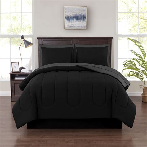 Mainstays Black 8 Piece Bed in a Bag Comforter Set With Sheets, King ...