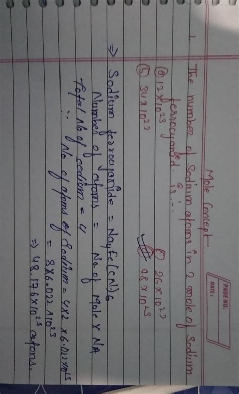 Number of sodium atoms in 2 moles of sodium ferrocyanide - Brainly.in