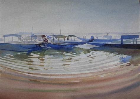"Ripples In The Water": Blue Green Watercolor Painting by Bijay Biswaal ...