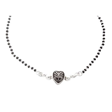 925 Sterling Silver Oxidised Heart Shape Mangalsutra For Women – LBV