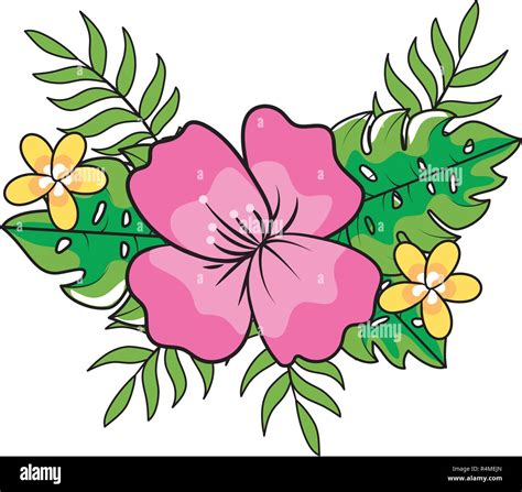 Animated Summer Flowers Tropical Stitch With Flowers Summer Leaves