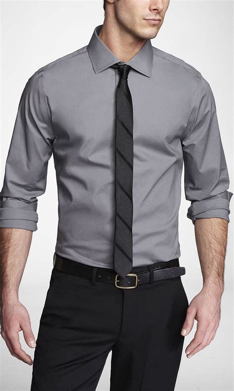 EXTRA SLIM 1MX SPREAD COLLAR SHIRT from EXPRESS | Shirt outfit men ...